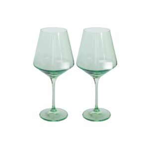 soleil sellers green colored wine glasses, set of 2, stemware