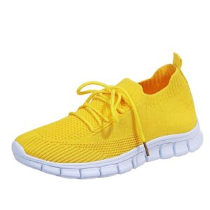 lausiuoe womens shoes for plantar fasciitis support slip on breathable mesh walking shoes women fashion sneakers comfort non slip running tennis gym athletic workout shoes yellow