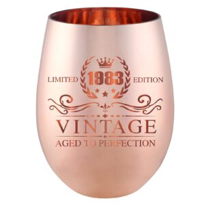 41st birthday gifts for women - vintage 1983 wine glass - happy 41 year old birthday decorations for her women