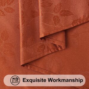 Moosfor Fall Tablecloth Rectangle 60x102 Inch, Waterproof Autumn Leaves Jacquard Table Cloth, Damask Fabric Table Covers for Harvest Parties, and Thanksgiving Decor, Rust/Burnt Orange