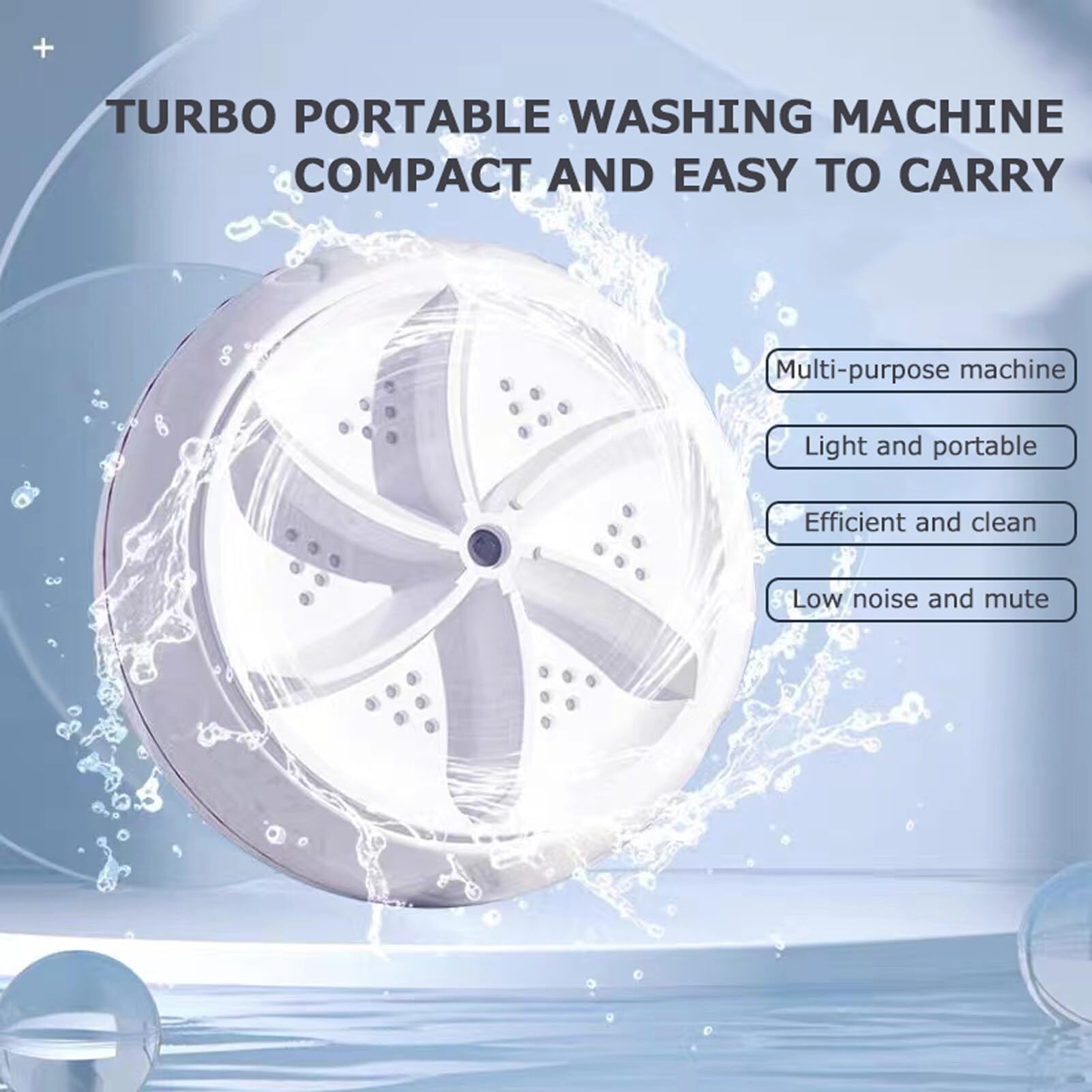 Portable Mini Washing Machine, Mini Turbo Washing Machine and Dishwasher for Sink Small Washer for Home, Business, Travel, College Room, Apartment, RV