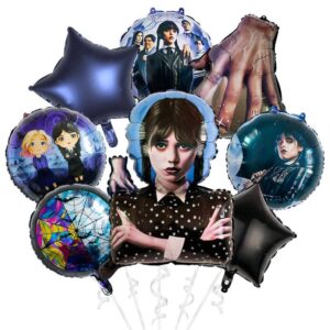 wednesday addams 8pcs party balloons supplies, decorations for birthday, halloween.addams family party supplies