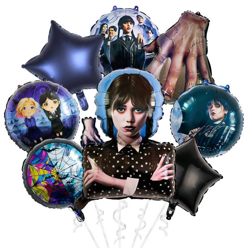 Wednesday Addams 8pcs Party Balloons supplies, Decorations for birthday, Halloween.Addams family party supplies