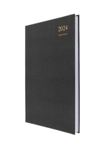 collins essential 2024 daily planner with appointments - recycled paper - daily calendar 2024 page a day diary & appointment book - a4 business, academic and personal planner (black)