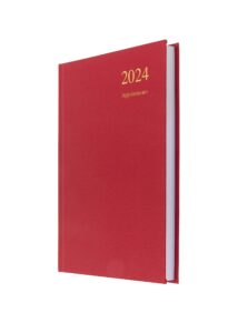collins essential 2024 daily planner with appointments - recycled paper - daily calendar 2024 page a day diary & appointment book - business, academic and personal 2024 planner (a5 size, red)