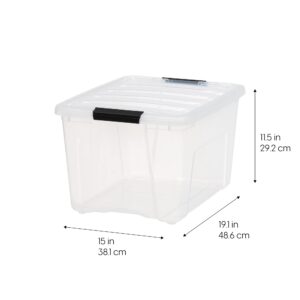 IRIS USA 40 Qt. Plastic Storage Container Bin, Medium & Plastic Storage Container Bin with Secure Lid and Latching Buckles, 6 pack - Pearl, Small