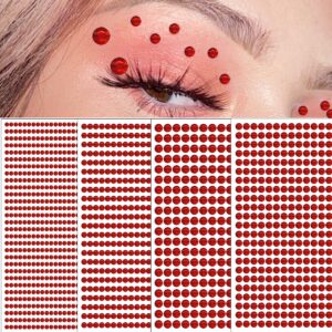 1792 pcs self adhesive rhinestones for makeup face gems stick on face jewels eyes gems face stickers dotting tools for nail art body eye makeup crafts decoration stick on body crystal jewels (big red）