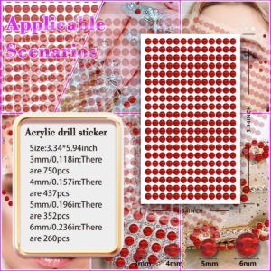 1792 Pcs Self Adhesive Rhinestones for Makeup Face Gems Stick on Face Jewels Eyes Gems Face Stickers Dotting Tools for Nail Art Body Eye Makeup Crafts Decoration Stick on Body Crystal Jewels (Big Red）