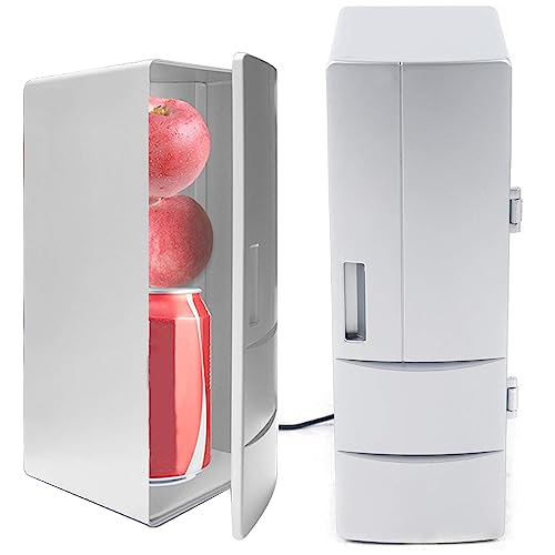 EXQST Mini Refrigerator USB Fridge Freezer, Mini Fridge Cooler & Warmer,500 ml Small Drink Fridge with Cooler & Warmer, for Bedrooms, Cars, Offices, Drinks, Food, Skincare, Cosmetics