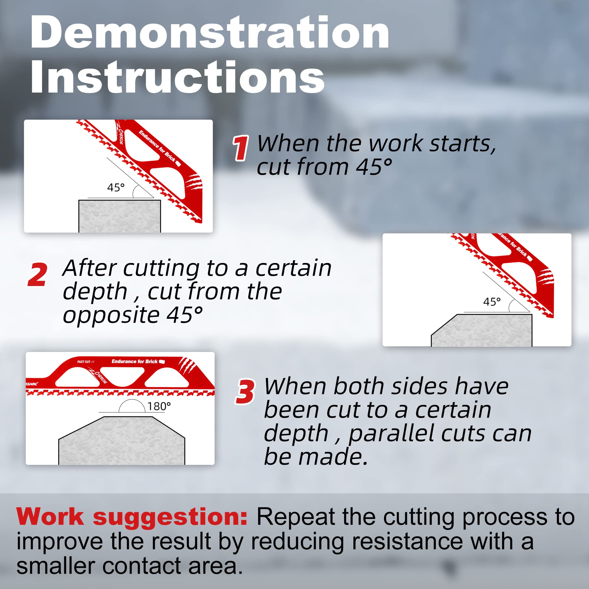 EZARC Demolition Masonry Reciprocating Saw Blade, 12-Inch Carbide Sawzall Blades for Cutting Aerated Concrete and Hollow Brick, 1 Pack