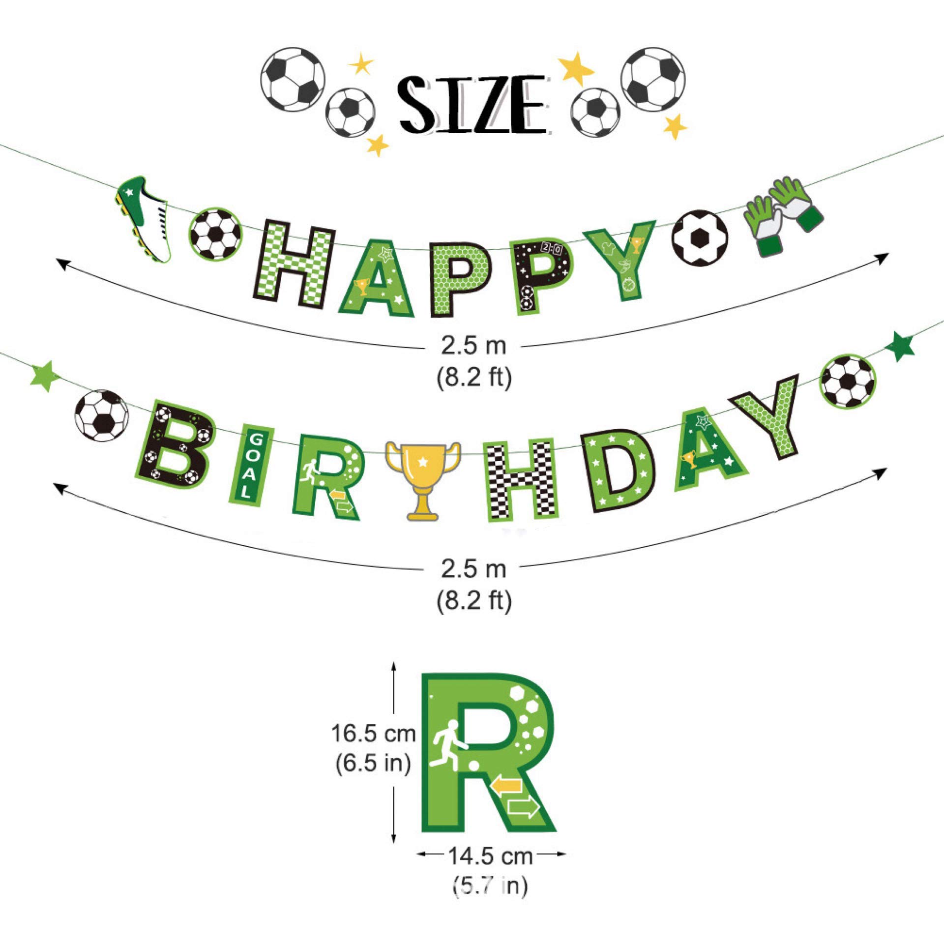 Soccer Football Happy Birthday Banner | Bunting Hanging for Football Fans Party Decoration | Sport Themed Party Supplies