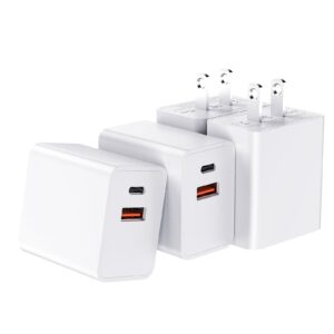 usb c iphone 15 fast charger block, 20w pd dual port usb-c power adapter charger type c fast charging block compatible for iphone 15 pro max/iphone 15/14 13 pro max/ipad, for samsung series, 4pack