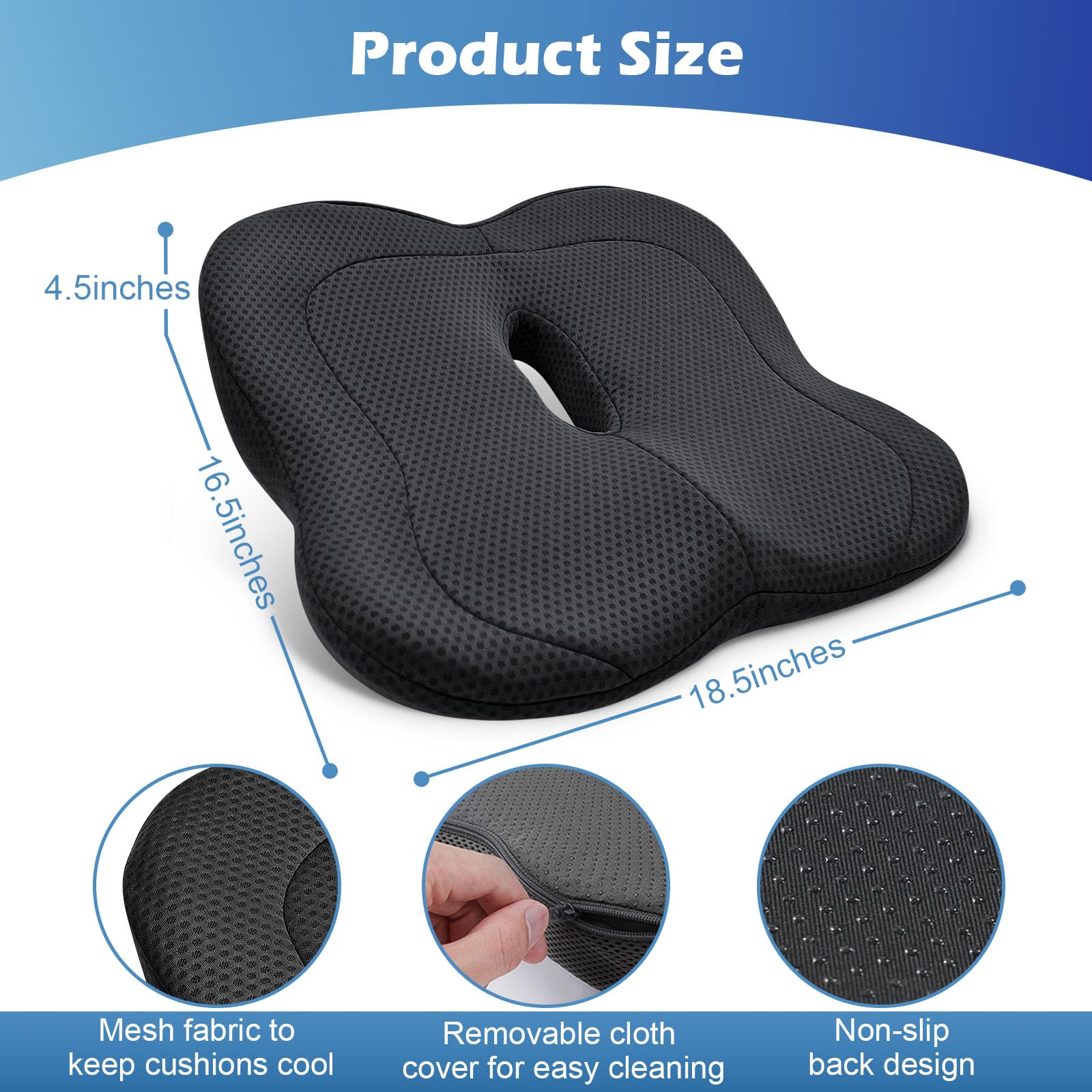 MOMOLILY Seat Cushion, Oversized high-Density Memory Foam Cushion for Pressure Relief, Seat Cushion for Long Sitting Hours o Office & Home Chair, Wheelchair