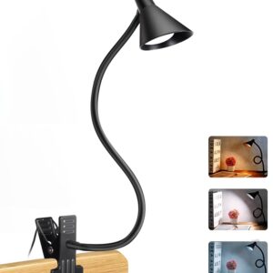 LiFMIRA Clip on Light USB Reading Light 3 Color Modes 10 Brightness Levels Eye Care Clamp Light Flexible Gooseneck Dimmable Reading Lamp Clip on Lamp for Bed Headboard Desk Bedside Dorm (Black)