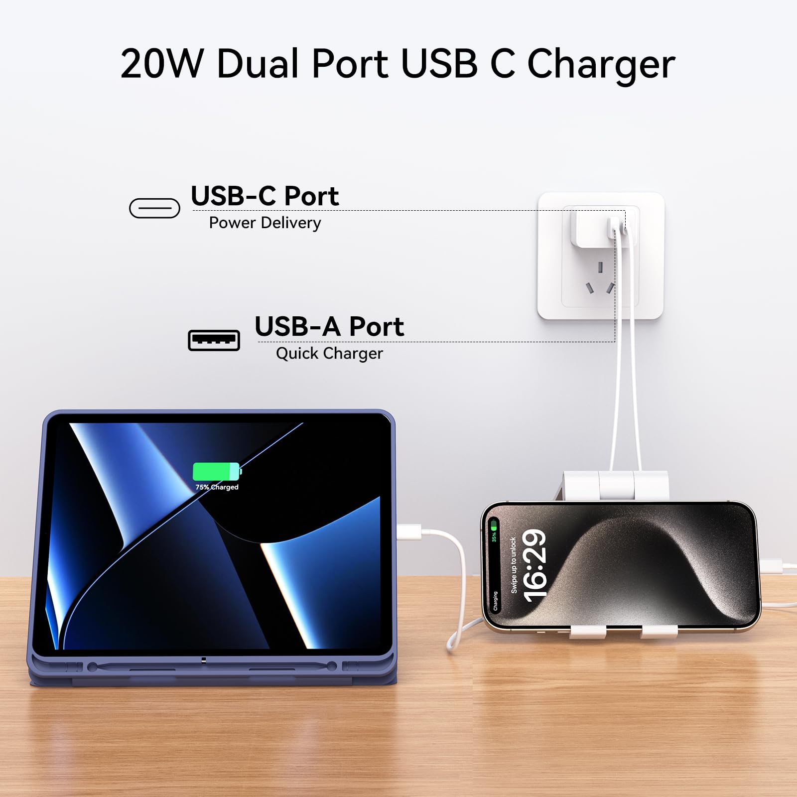 [4 Pack] USB C Charger Block, 20W Dual Port QC+PD 3.0 Power Adapter, USB C Fast Charging Block Type C Wall Charger Plug Cube for 15/15 Pro/15 Pro Max/14/14 Pro Max/13/13 Pro Max/12/iPad Pro/Samsung