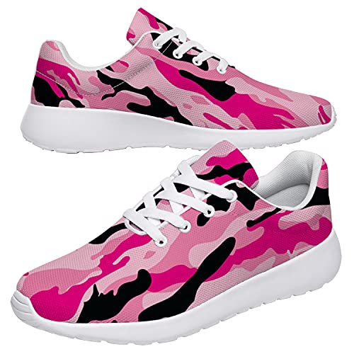 vogiant Woman Fashion Sneakers Tennis Shoes Women Lady Black Pink Camouflage Camo Golf Shoes,Birthday Gifts Idea,Size 11.5