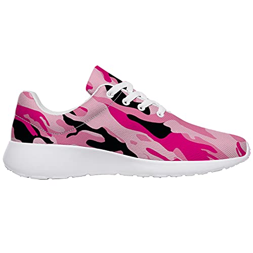 vogiant Woman Fashion Sneakers Tennis Shoes Women Lady Black Pink Camouflage Camo Golf Shoes,Birthday Gifts Idea,Size 11.5