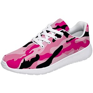 vogiant Woman Fashion Sneakers Tennis Shoes Women Lady Black Pink Camouflage Camo Golf Shoes,Birthday Gifts Idea,Size 11.5