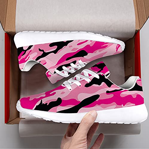 vogiant Woman Fashion Sneakers Tennis Shoes Women Lady Black Pink Camouflage Camo Golf Shoes,Birthday Gifts Idea,Size 11.5