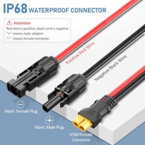 Solar Connector to XT60 Cable (12AWG 9ft), Gonifeto Solar to XT60 Charging Wire for Solar Panel Ecoflow Generator, Solar to Injection Molding XT60 Adapter Extension Cord for Portable Power Station