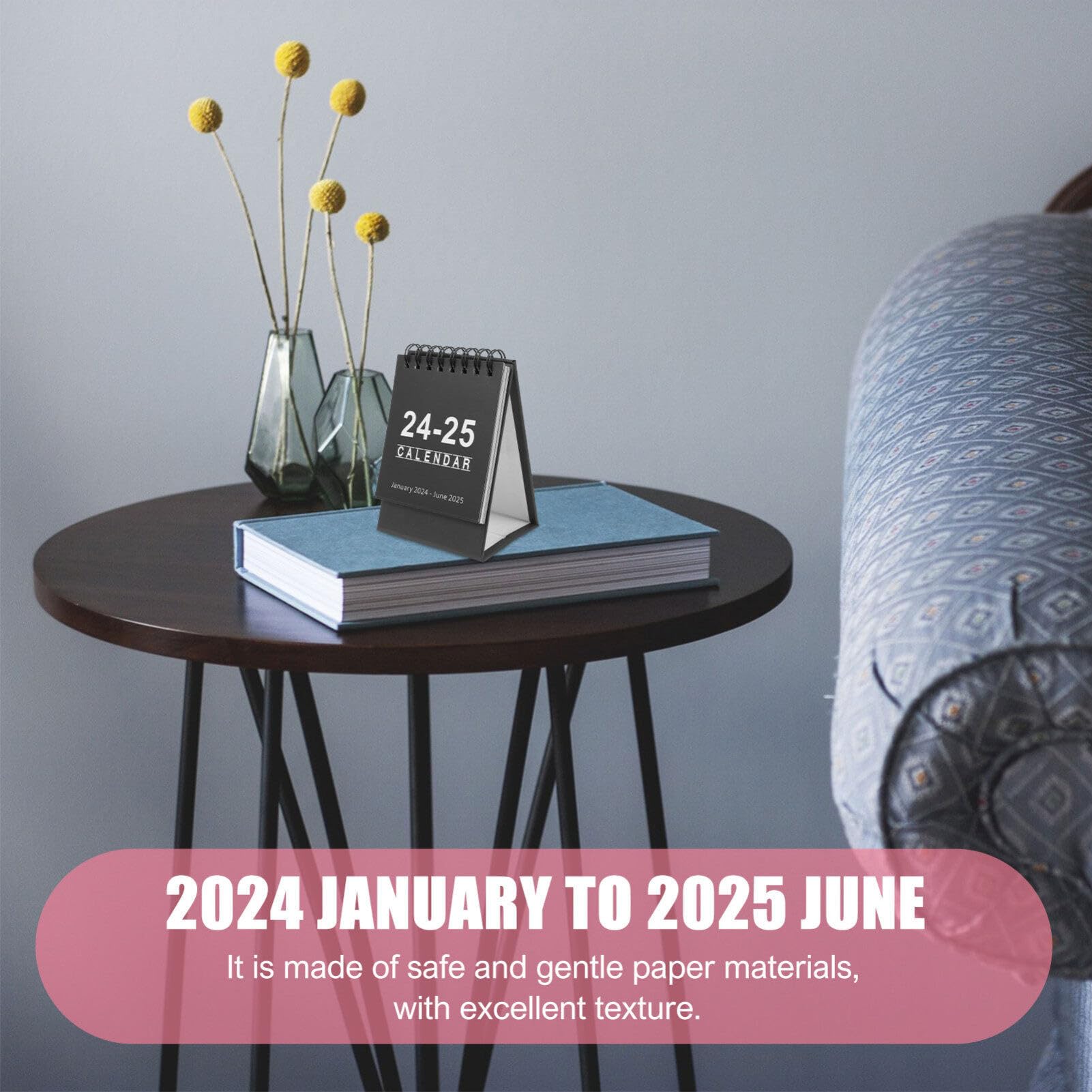 MAGICLULU Desktop Calendar Two Year Monthly Planner 2024-2025 Small 2024 January to 2025 June Daily Calendar Planner Freestanding Wire- Bound Table Calendar for Home Office