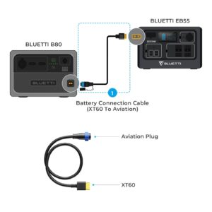 BLUETTI Aviation Plug to XT60 Cable, Used to Connect Portable Power Station AC2A, AC70, EB55 with B80 Expansion Battery