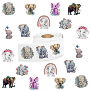 500 pcs elephant animal aesthetic round seal label self-adhesive stickers for christmas halloween party decorations for kid teen girl boy for scrapbooking envelopes water bottles(fashion pattern 10)…