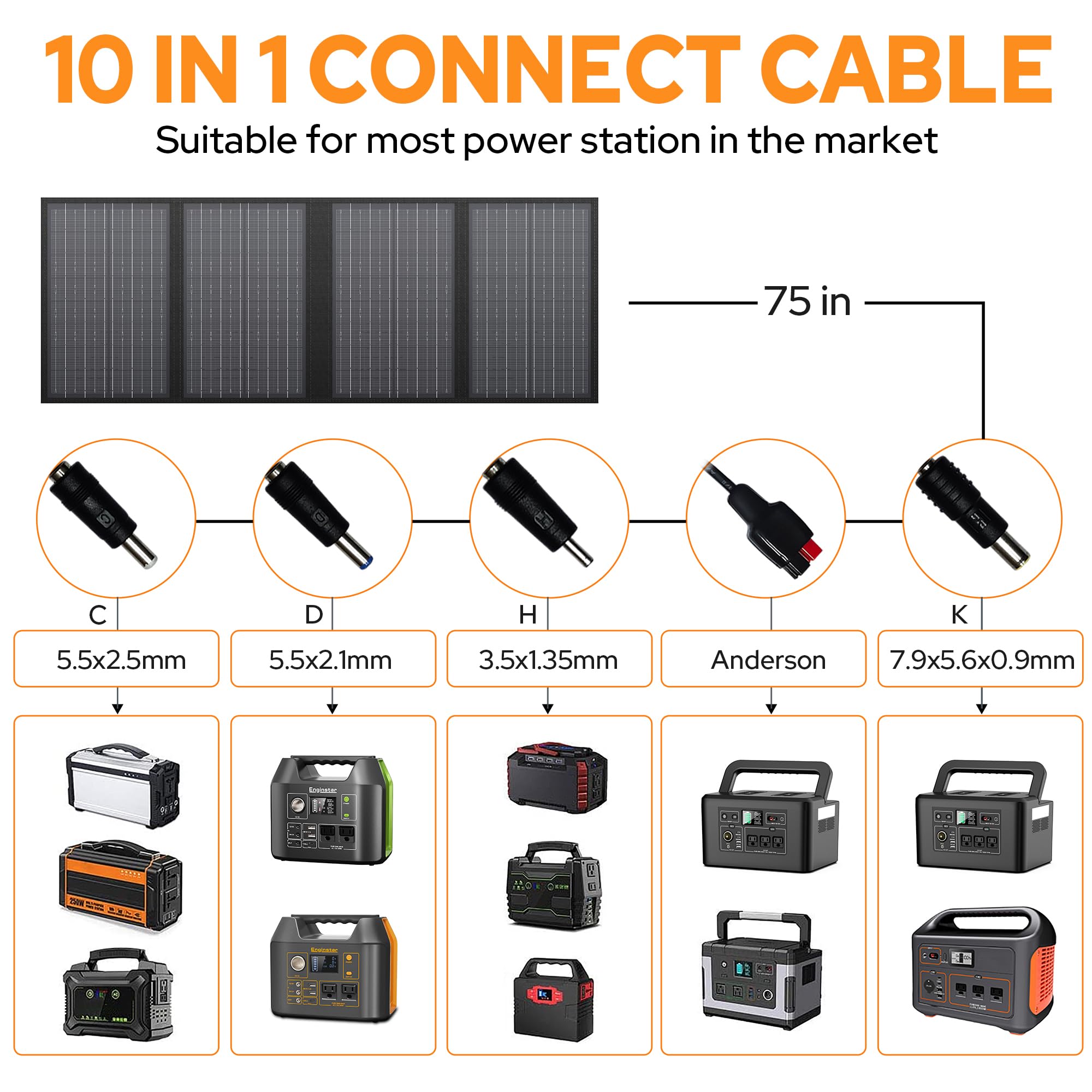 EnginStar Portable Power Station, 300W 296Wh Battery Bank with 110V Pure Sine Wave, 60W Foldable Solar Panel with 18V DC Outlet for Portable Power Stations