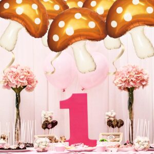 31'' Mushroom Balloons,5 Pcs Large Mushroom Foil Balloons Mushroom Party Decorations Fairy Theme Birthday Party Supplies Forest Plant Party Decorations for Baby Shower, Wedding, Forest Plant Party