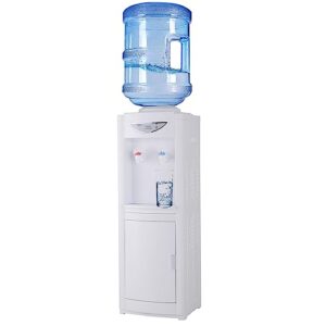 hot & cold water dispenser，water cooler dispenser 5 gallon top-loading water coolers with child safety lock removable drip tray & storage cabinet for home office (white)