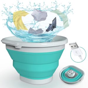 Portable Washing Machine, Mini Washing Machine with 10L Foldable Laundry Bucket,Portable Ultrasonic Turbo Washer by for Socks Underwear, Travel Business Trip or College Rooms