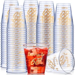zubebe 100 pieces cheers to 60 years shot glasses 2 oz disposable cups, 60th birthday party favors for her and him women men anniversary wedding decorations