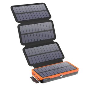 feelle solar charger 27000mah, 22.5w fast charging solar power bank 4 solar panels portable phone charger pd qc 4.0 usb c external battery pack for iphone samaung ipad outdoor