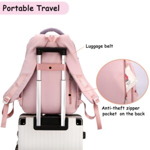 Makukke Backpack for Girls Kids, Cute Kawaii School Bag Lightweight Bookbag Backpack for Middle & High School with Anti Theft Pocket, Pink Backpack