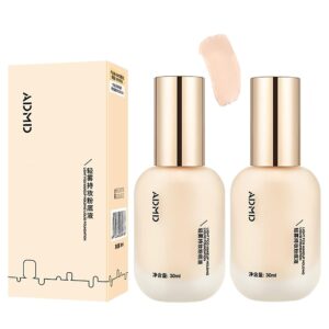 2pc 2023 new admd foundation,admd liquid foundation,hydrating waterproof and light long lasting foundation,admd light fog makeup holding liquid foundation, light and long-lasting coverage(#02 natural)