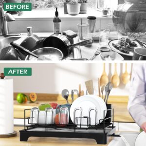 Dish Drying Rack, Space-Saving Dish Rack, Single Layer Cup Holder Dish Racks For Kitchen Counter, Drying Rack For Kitchen Sink, Collection Dish Drainer Board Utensil Holder Kitchen Dish Drying Rack