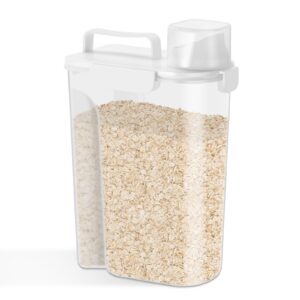 odomu 10lbs rice cereal storage container - airtight 5l/169oz pet dog cat food dispenser with large spout and cup, bpa-free plastic container for cereal, grain, flour, etc