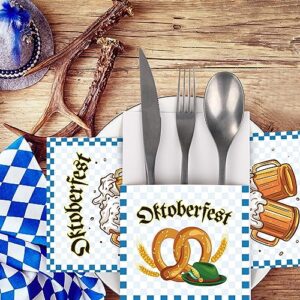 Uiifan 72 Pieces Oktoberfest Silverware Holders and Cocktail Napkins Set 36 Oktoberfest Paper Luncheon Napkins 36 Cutlery Holders for German Bavarian Beer Party Dinnerware Decoration Supplies