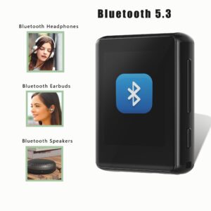 96GB MP3 Player with Bluetooth 5.3, Full Touch Screen Portable Music Player with FM Radio, HD Speaker, HiFi Sound, Voice Recorder, Earphones Included
