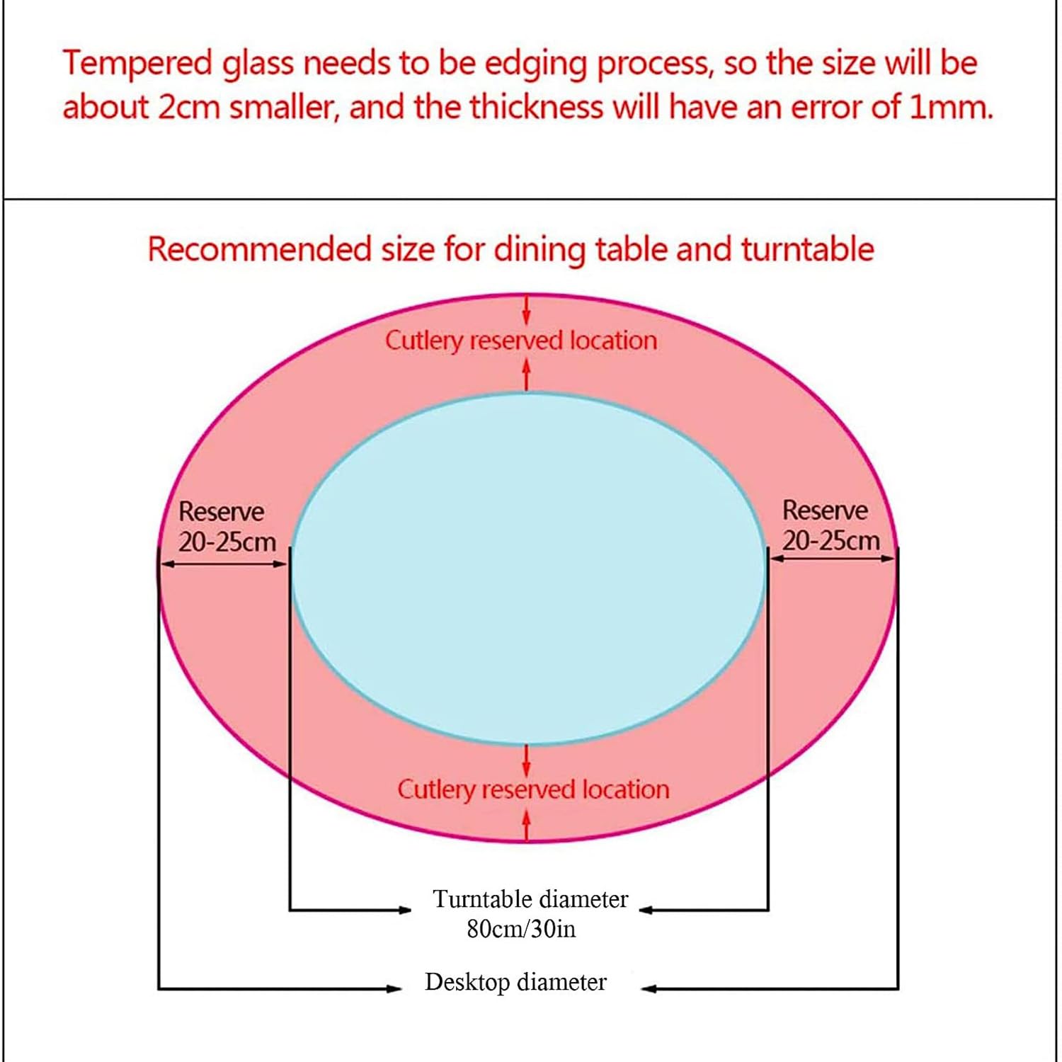 80 cm (30 inch) Lazy Susan for Table,Tempered Glass Lazy Susan Turntable Round Clear Dining Table Tray Tabletop Organizer Serving Tray for Dining Table