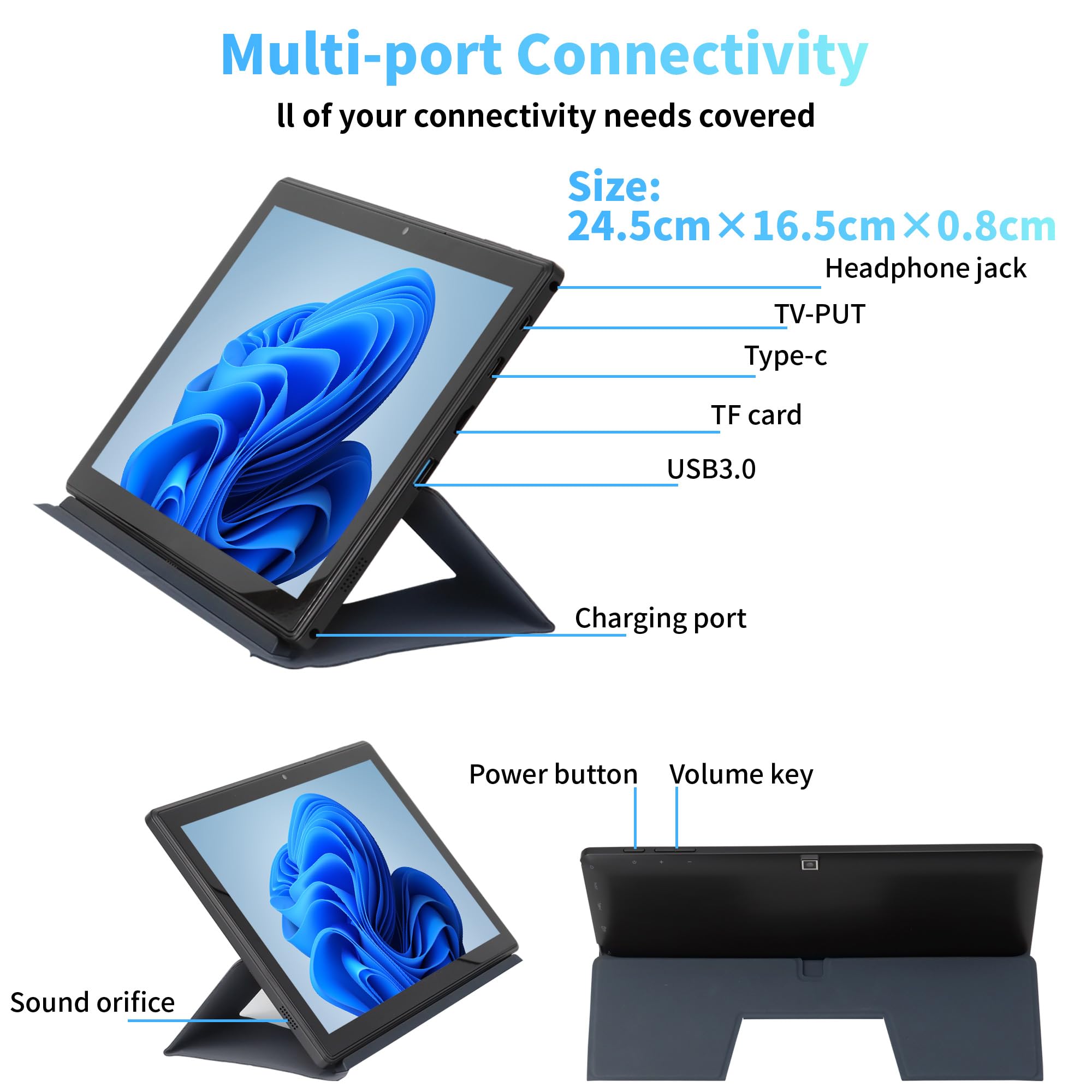 2 in 1 Laptop【Office 2019/Win11 Pro】10.1" Touch-Screen Tablet 2K (1920x1200)IPS Display Celeron J4105 CPU 1.5~2.5Ghz,DDR4 16GB RAM 512GB SSD,Ultra-Light Portable Laptop/Camera 2MP+5MP(16G+512GB,Black)