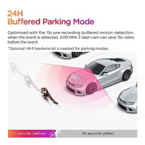 【Bundle: VIOFO A119 Mini 2 + HK4 Hardwire Cable】 VIOFO Mini Dash Cam Front A119 Mini 2, STARVIS 2 Sensor, 2K 60fps/HDR 30fps Voice Control Car Dash Camera with 5GHz Wi-Fi GPS, 24H Parking Mode