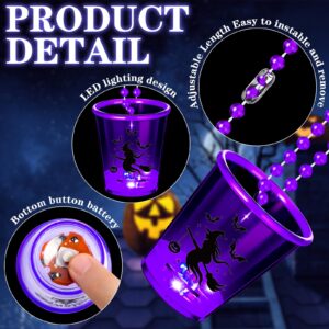 Huquary 42 Pcs LED Light Up Halloween Shot Glass Necklaces Glow in the Dark Halloween Plastic Shot Necklace Cups Flash Shot Necklace Cups for Halloween Party Costume Supplies, 6 Styles