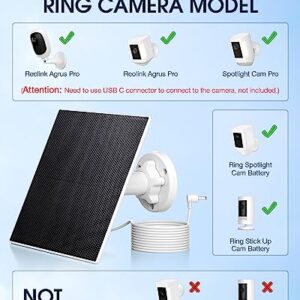 EBL Solar Panel Compatible for Ring Camera, 5V 5W Portable Camera Solar Charger Compatible for Spotlight Cam Battery and Stick Up Cam Battery 2nd & 3rd Gen