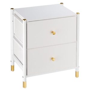 flyjoe 2 drawer nightstands for bedroom - small bedside dresser with pu leather front bins- stylish end table and night stand furniture - perfect for closet, bedroom, white