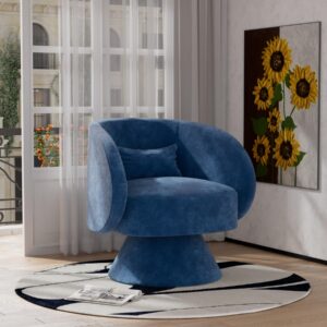 Nolohoo Swivel Accent Chair Set of 2, Upholstered Swivel Cuddle Barrel Sofa Chairs for Living Room, Comfy 360 Degree Modern Round Swivel Armchair for Bedroom, Office, Hotel (Teal, Linen)