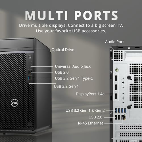 Dell OptiPlex 7080 Gaming Desktop Mini Tower, Intel Core i7-10700 Processor, 32GB RAM, 1TB PCIe SSD, Intel UHD Graphics, Windows 11 Pro, Black
