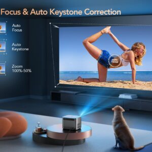 [Auto Focus/Keystone] TOPTRO X7 Android TV Projector with WiFi and Bluetooth, Smart Projector 4K Supported, 600 ANSI, Dust-proof, 50% Zoom, Outdoor Projector with Netflix/YouTube Built-in, 8000+ Apps