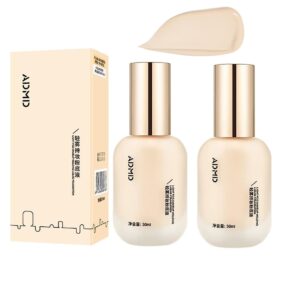2pcs admd foundation, hydrating waterproof and light long lasting foundation,flawless soft matte liquid foundation.(02 natural color)