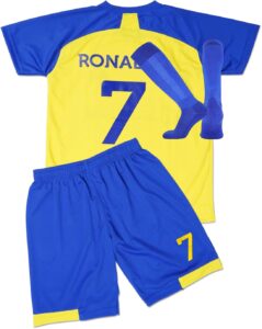 piseer soccer jersey for kids boys & girls no.7 youth football sport clothing t-shirt shorts set